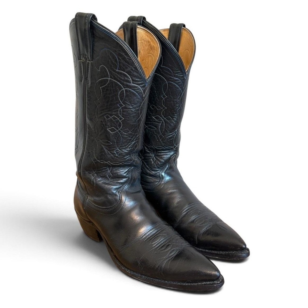 Justin 5500 Mens Western Cowboy Boots Black Leather Pointed Toe Size 8 Wide